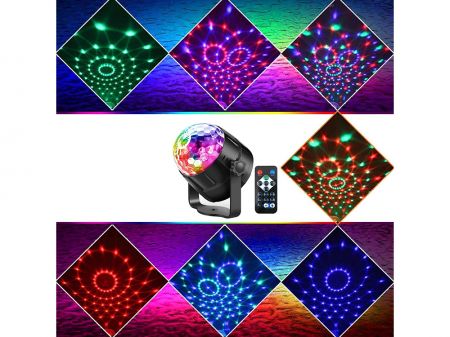 Проектор диско шар RGB LED с питанием от сети + пульт (P12268)