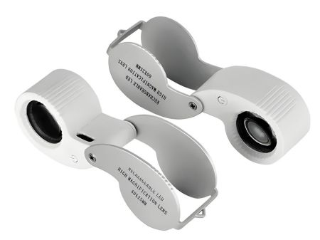 Увеличительное стекло 60x 25мм LED UV USB (P09215)