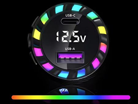 Автомобильное зарядное устройство USB RGB с кабелем (P10149)