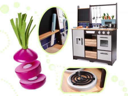Детская MDF деревянная кухня с аксессуарами LOFT XXL 96cm (6286)