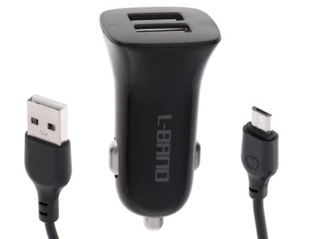 Автомобильное зарядное устройство DUAL USB + Micro USB черное (5333_1)