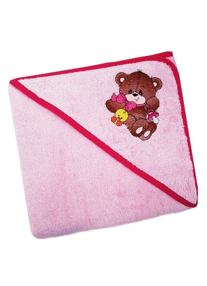 ДЕТСКОЕ ПОЛОТЕНЦЕ С КАПЮШОНОМ МИШКА PINK