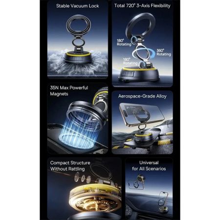 Baseus VC2 Flex Suction Cup Magnetic Clamp Car Mount Автомобильный держатель / космический чёрный (C0013803)