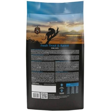 Ambrosia Сухой корм для стерилизованных кошек с кроликом и форелью GRAIN FREE STERILIZED CAT FRESH TROUT & RABBIT 1.5KG (5214001832941)