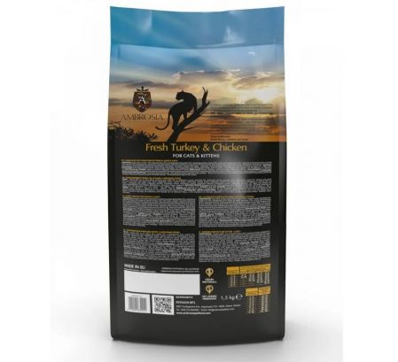 Ambrosia Сухой корм для котят и котов GRAIN FREE KITTEN FRESH TURKEY & CHICKEN 1.5KG (5214001832224)