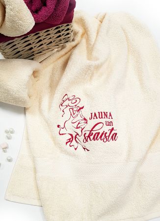 Подарочное полотенце LUX c вышивкой JAUNA UN SKAISTA (D985)