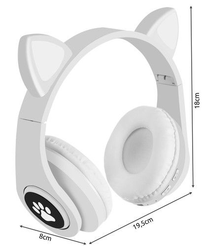 Беспроводные наушники Bluetooth Котик белые (P16866)