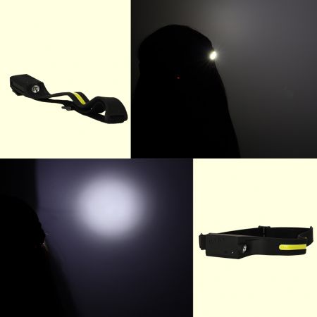 Налобный фонарик LED USB заряжаемый с датчиком движения (4841)