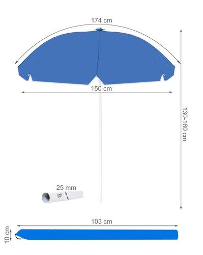Садовый / пляжный зонт 1.6m синий (P13804)