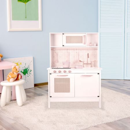 Bērnu koka virtuve retro stilā ar aksesuāriem 100cm (6284)