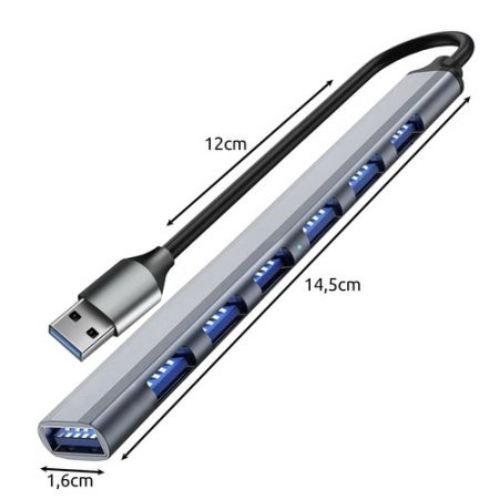 USB HUB - 1 port 3.2 + 6 ports 2.0 Izoxis (P24374)