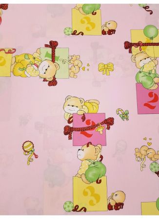 Bērnu gultas veļas komplekts FUNNY BEAR MATH PINK