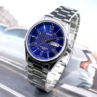 CASIO Vīriešu rokas pulkstenis MTP-1384D-2A (ZD108D) + BOX silver/blue