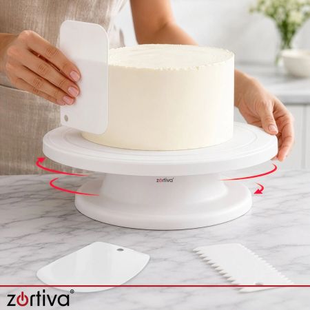 Вращающаяся тарелка + 3 лопаточки для украшения торта (P28307)