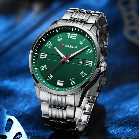 CURREN Vīriešu rokas pulkstenis 8411 (ZC037B) + BOX silver/green