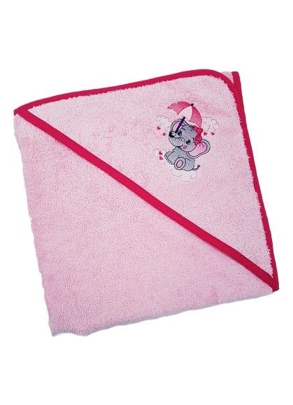 ДЕТСКОЕ ПОЛОТЕНЦЕ С КАПЮШОНОМ СЛОНЕНОК PINK