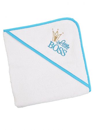 ДЕТСКОЕ ПОЛОТЕНЦЕ С КАПЮШОНОМ LITTLE BOSS WHITE/ LIGHT BLUE