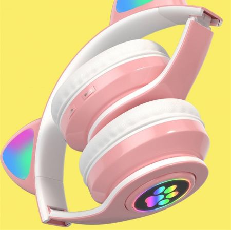 Беспроводные наушники Bluetooth Котик черные (PZS7F)