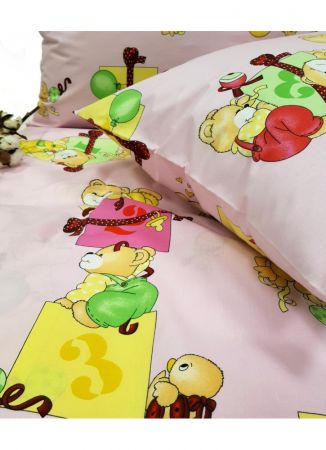 Bērnu gultas veļas komplekts FUNNY BEAR MATH PINK