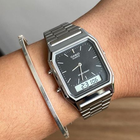 CASIO Rokas pulkstenis Unisex AQ-230A-1DMQYES + BOX silver/black