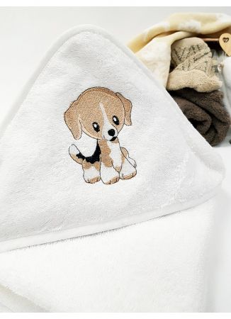 ДЕТСКОЕ ПОЛОТЕНЦЕ С КАПЮШОНОМ ЩЕНОК WHITE