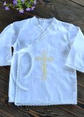 Kristību krekls sasienams sānā, ar mežģīnēm un izšuvumu (MX06 KR36 white)