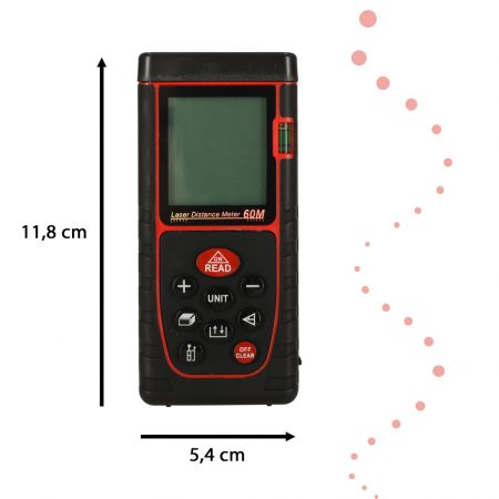 Digitālais lāzera attāluma mērītājs IP54 3mm/60m (4711)