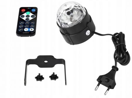 Проектор диско шар RGB LED с питанием от сети + пульт (P12268)