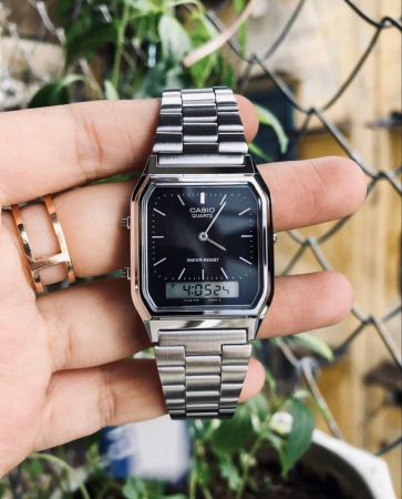 CASIO Rokas pulkstenis Unisex AQ-230A-1DMQYES + BOX silver/black