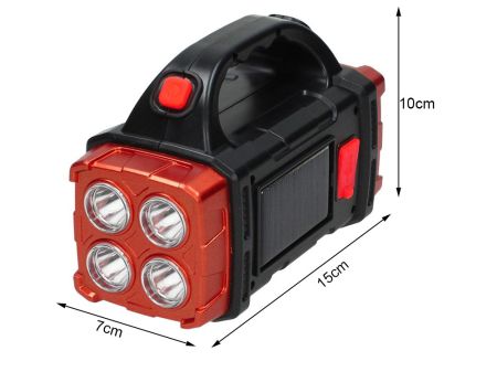 Lukturis ar saules bateriju Powerbank uzlādējams LED COB (P12317_cze) red