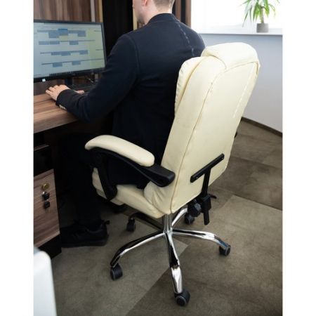 Biroja krēsls ar kāju balstu balts eko āda (P23287)