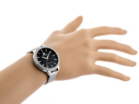 Gino Rossi Sieviešu rokas pulkstenis 11312B-1C1 (ZG813B) + BOX melna/sudraba