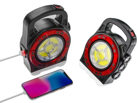 Lukturis ar saules bateriju Powerbank uzlādējams LED COB (P12316_cze) red