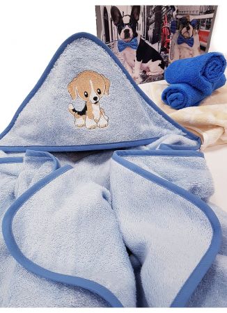 ДЕТСКОЕ ПОЛОТЕНЦЕ С КАПЮШОНОМ ЩЕНОК BLUE