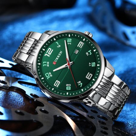 CURREN Vīriešu rokas pulkstenis 8411 (ZC037B) + BOX silver/green