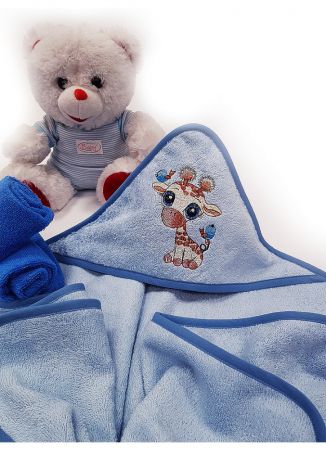 ДЕТСКОЕ ПОЛОТЕНЦЕ С КАПЮШОНОМ ЖИРАФЁНОК BLUE
