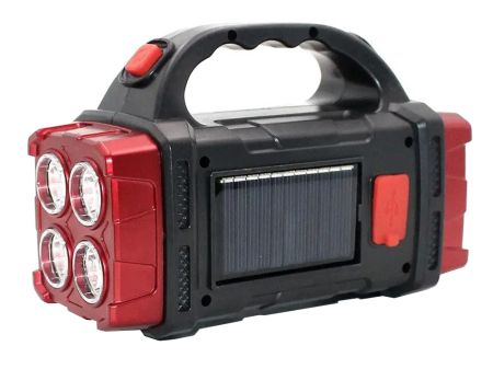 Lukturis ar saules bateriju Powerbank uzlādējams LED COB (P12317_cze) red