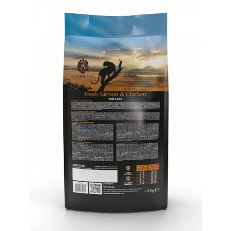 Ambrosia Сухой корм для стерилизованных кошек с курицей и лососем GRAIN FREE STERILIZED CAT FRESH SALMON & CHICKEN 5KG (5214001832347)