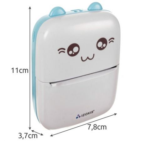 Мини портативный принтер Котик USB голубой (P22272)