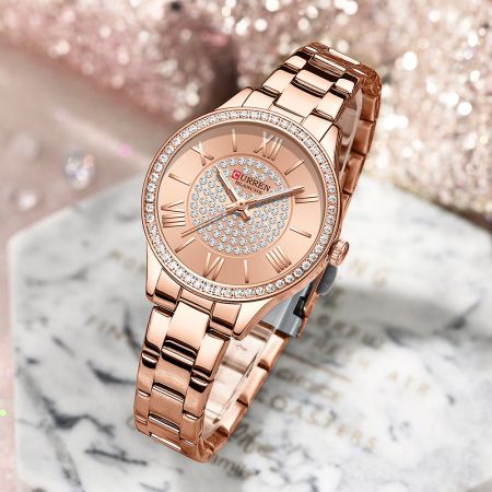 CURREN Sieviešu rokas pulkstenis 9084 (ZC509B) + BOX rose gold