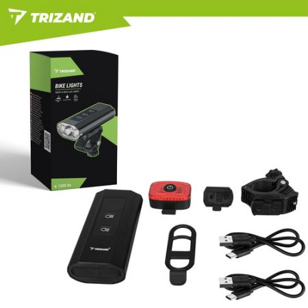 Велосипедный передний и задний фонарь 1300lm 5200mAh USB (P27800)