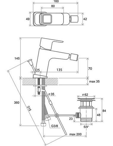 Ravak bidē jaucējkrāns 10° TD 055.00 (X070067)