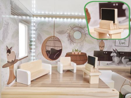 Деревянный кукольный домик 78 см + мебель FLORO boho LED (5944)