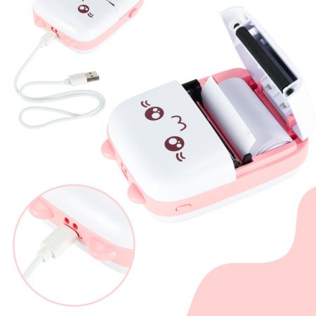 Mini portatīvais printeris Kaķis USB rozā (4217)