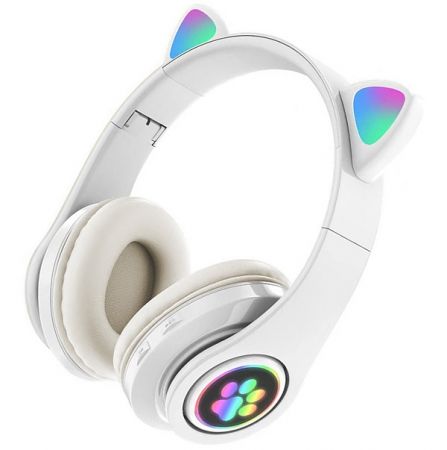 Беспроводные наушники Bluetooth Котик белые (PZS7E)