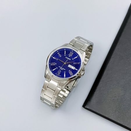 CASIO Vīriešu rokas pulkstenis MTP-1384D-2A (ZD108D) + BOX silver/blue