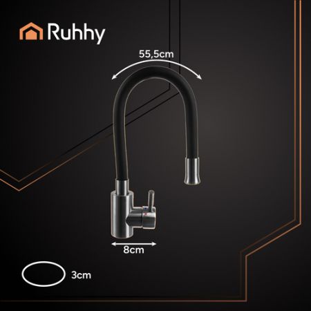 Virtuves jaucējkrāns ar elastīgu snīpi un aeratoru (P26324)
