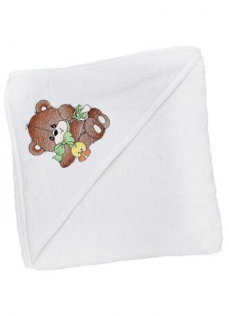 ДЕТСКОЕ ПОЛОТЕНЦЕ С КАПЮШОНОМ МИШКА WHITE