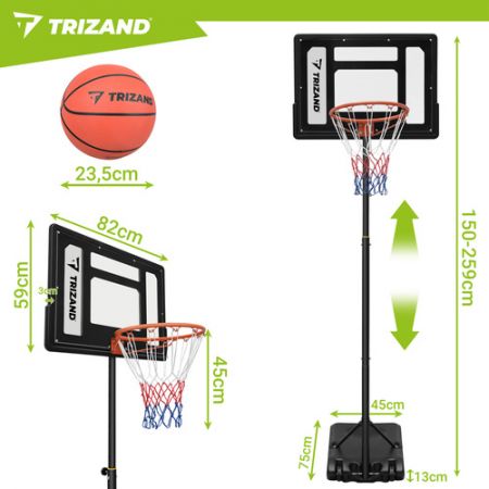 Basketbola grozs ar statīvu 259 cm + bumba (P27364)
