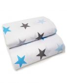 Хлопковая пелёнка 85x85 см GREY BLUE STARS